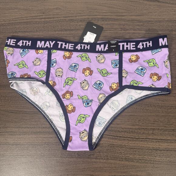 Torrid May the 4th be with you star wars cheeky panties. purple yoda leia r2-d2 - Picture 1 of 3